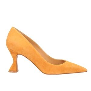 DEIMiLLE Mustard Suede Pointed-Toe Mid Heel Pump